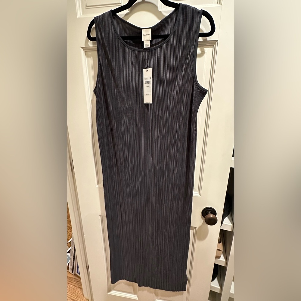 Calvin Klein Elegant Blue Gray Sleeveless Dress